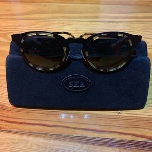SEE mixed material sunglasses